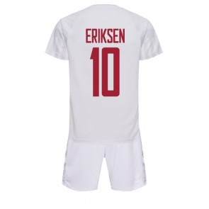 Dania Christian Eriksen #10 Koszulka Wyjazdowych Dziecięca MŚ 2022 Krótki Rękaw (+ Krótkie spodenki)